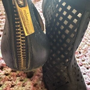 Michael Kors Black Heeled Boots with Gold Accents
